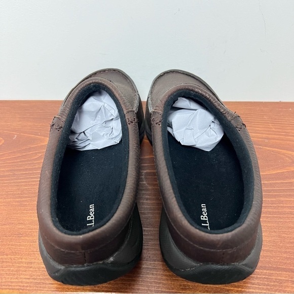 L.L. Bean Men's Pebbled Rugged Dark Brown Leather Comfort Moc Slides NEW 8 Fall - Picture 9 of 13